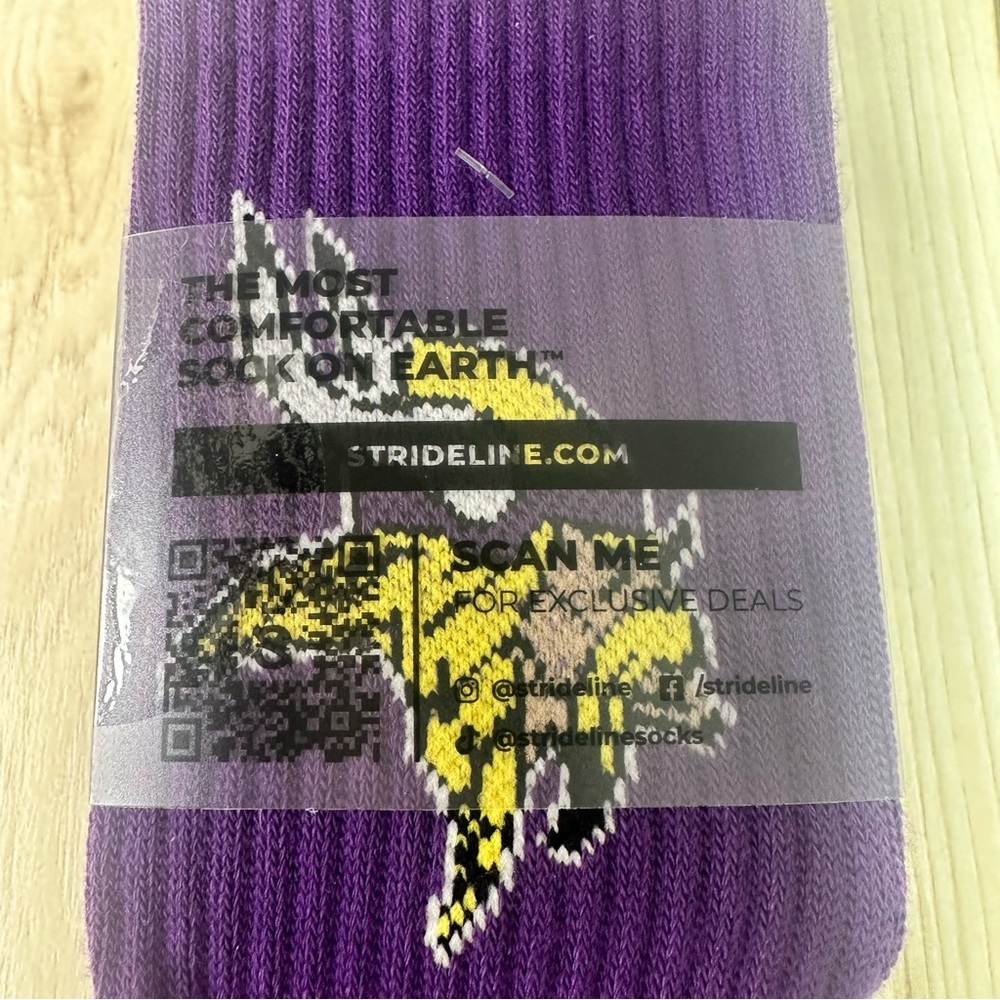 Strideline NFL Minnesota Vikings (2-SET) Premium Knit Crew Socks w/Team Logo M/L - Picture 6 of 7